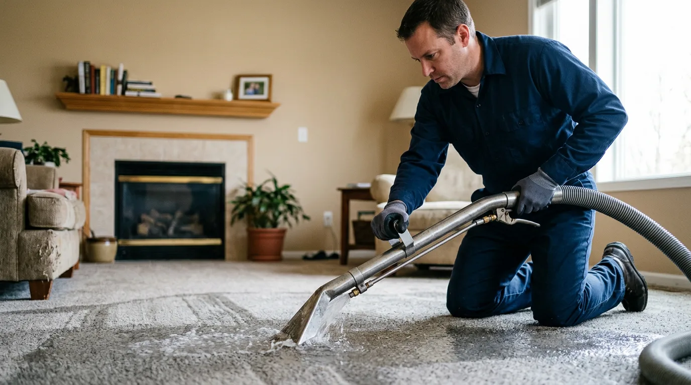 Water damage restoration technician working near Splendora, TX